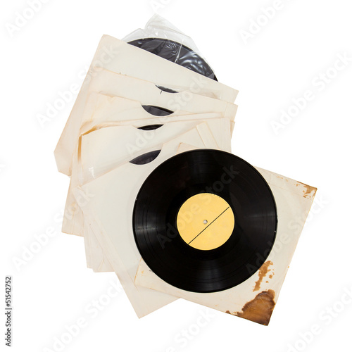 Old vinyl records in paper covers
