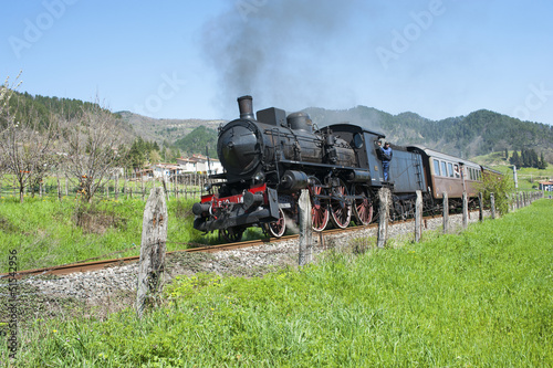 Steam train in the countryside