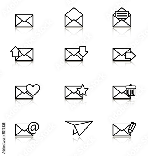 Envelope, plane, icons for e-mail