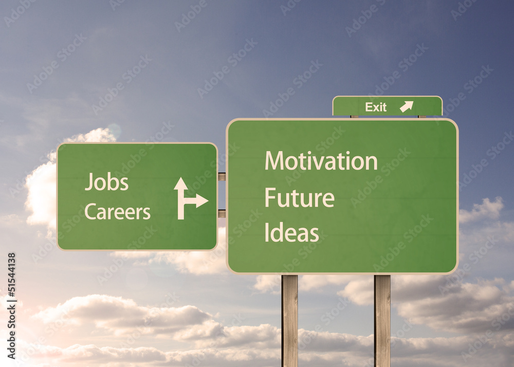 Jobs and motivation road sign