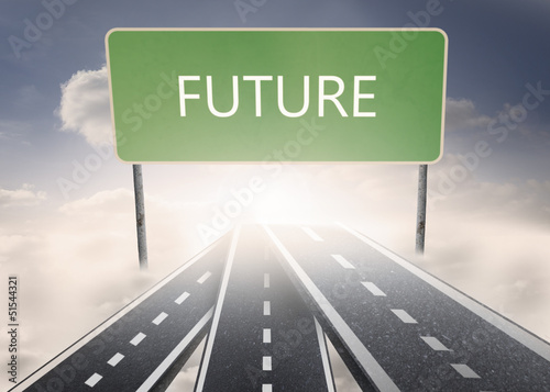 Signpost showing the direction of the future