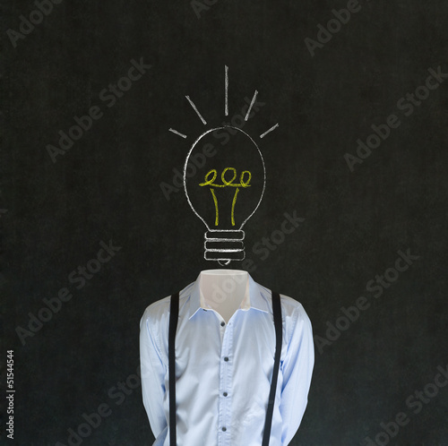 Bright idea man with chalk lightbulb head