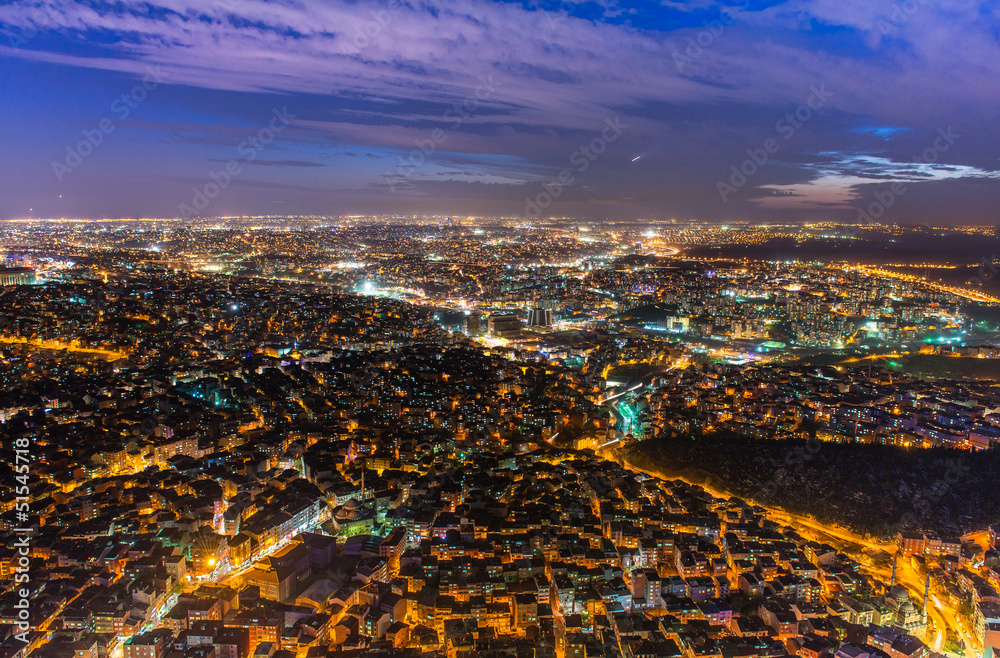 Istanbul at night .View from Sapphire skyscraper.