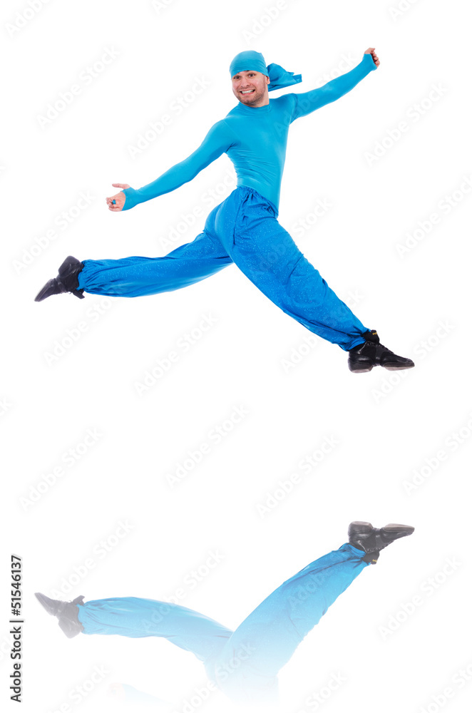 Dancer in wide trousers on white Dancer in wide trousers on white
