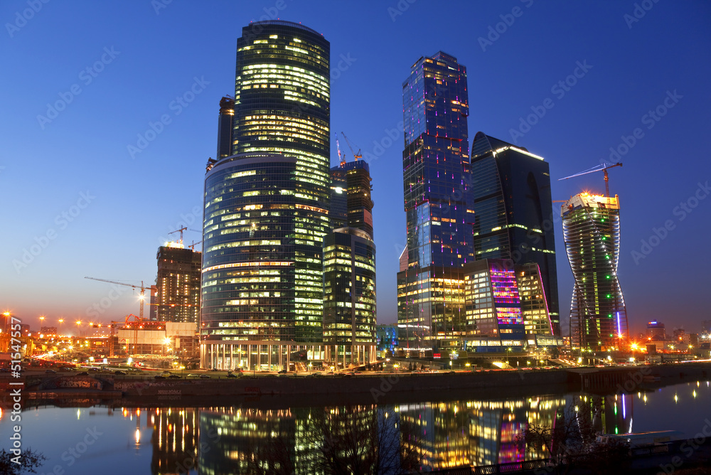 Obraz premium New construction in Moscow at night