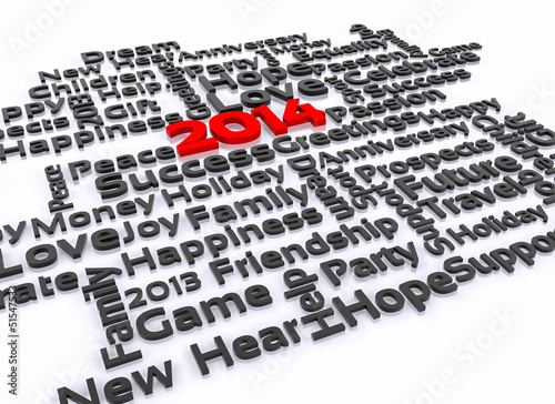 3D illustration - a wish for the new year, 2014