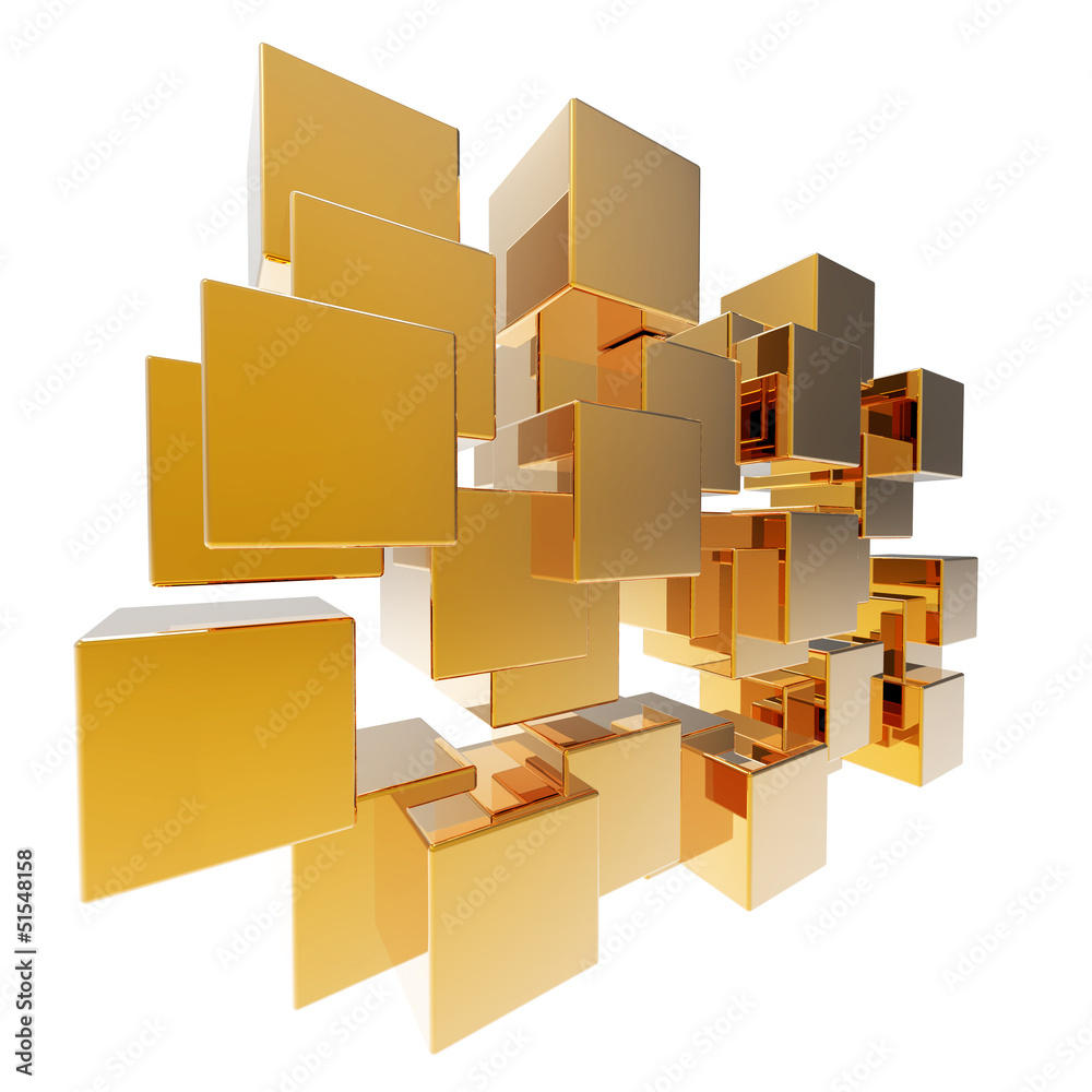 Fototapeta premium Abstract gold cubes design