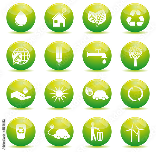 set 1 icônes écologiques sphères