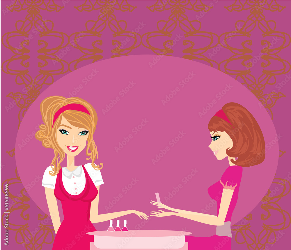 girl doing manicure in beauty salon girl doing manicure in beauty salon