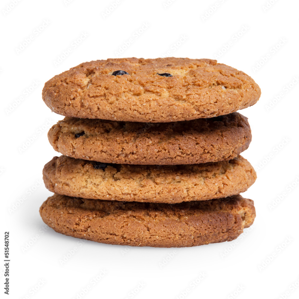 oat cookies with raisins in stack oat cookies with raisins in stack