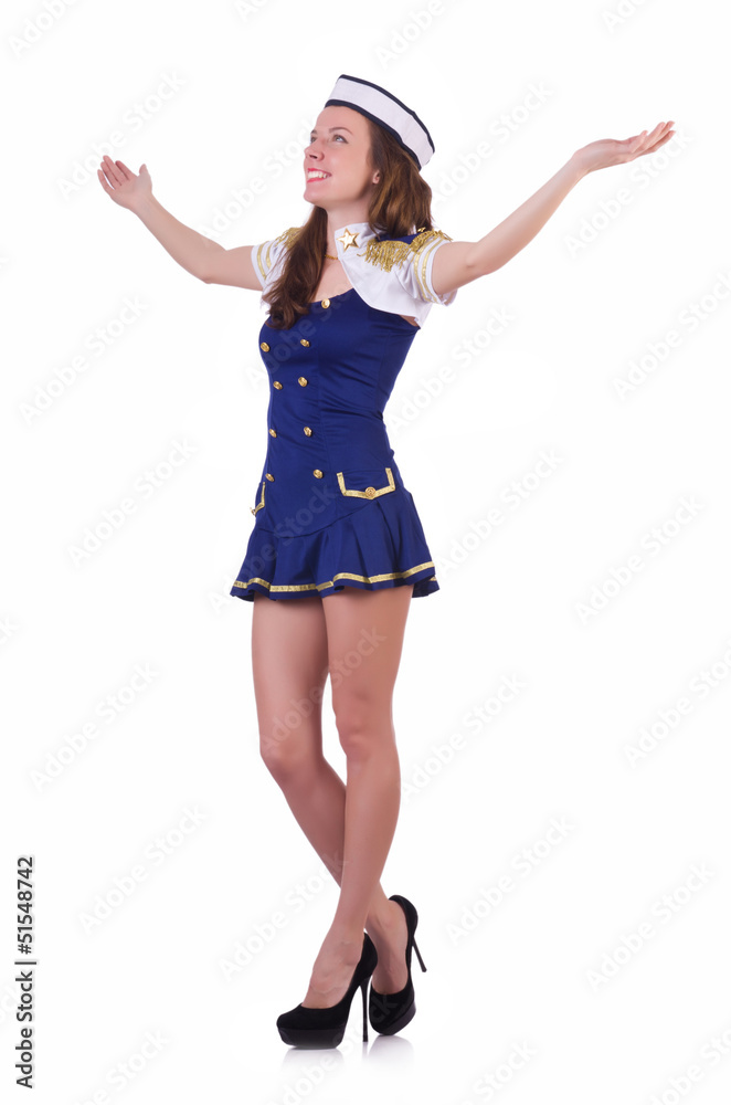 Woman airhostess isolated on the white Woman airhostess isolated on the white