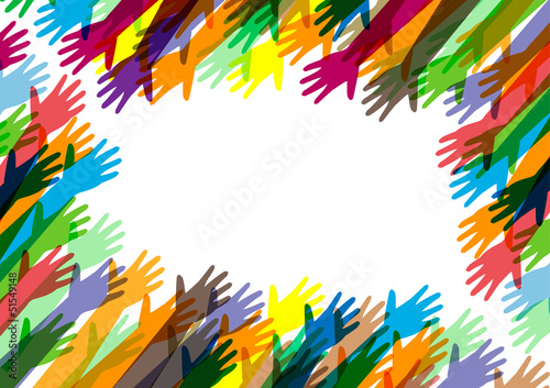 hands of different colors. cultural and ethnic diversity, vector
