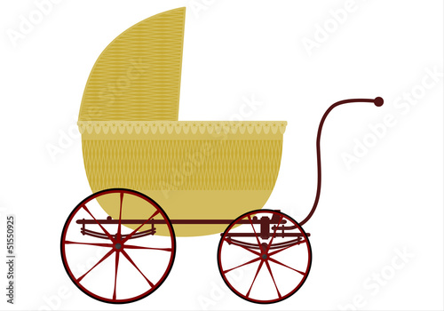 Classic baby pram. Vector.