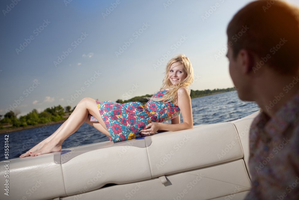 young couple on the boat