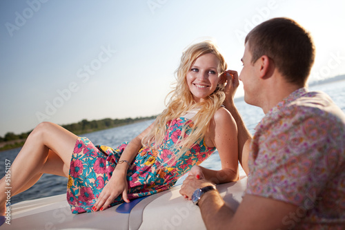 young couple on the boat © vsurkov