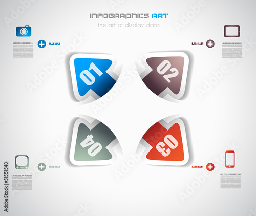 Infographic design template with paper tags.