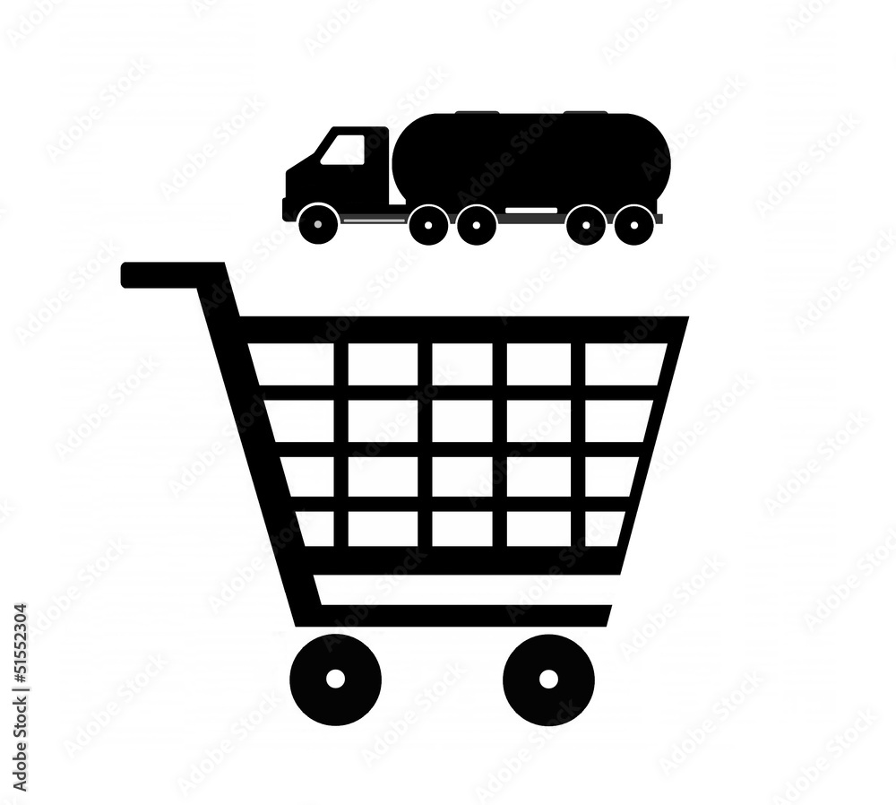 Camion-citerne dans un caddie Camion-citerne dans un caddie