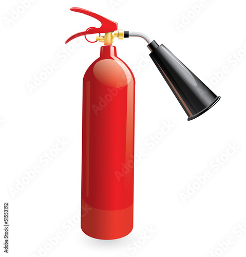 Red metal glossiness fire extinguisher