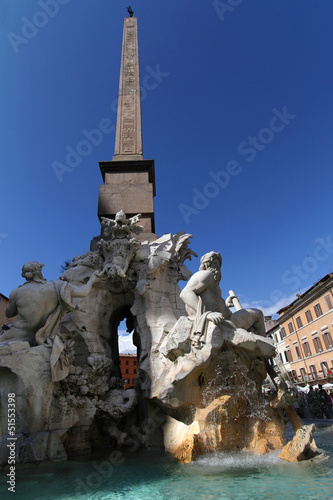 Fontana dei Quattro Fiumi et l'obélisque,sur la place Navona