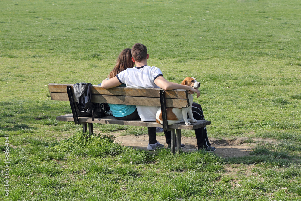 Young couple on bench