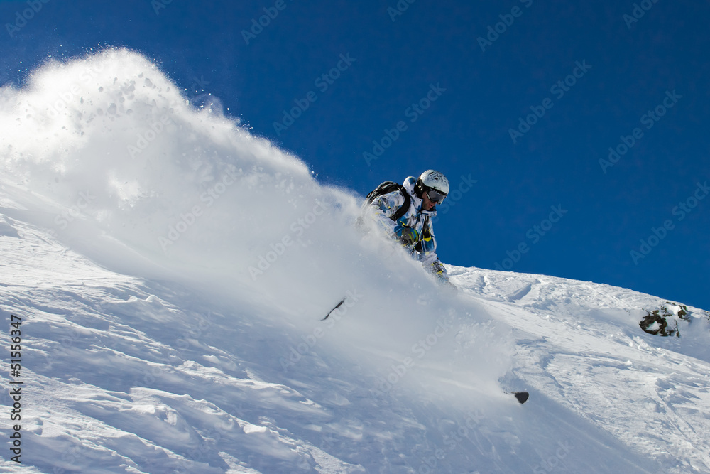 Skier in soft snow