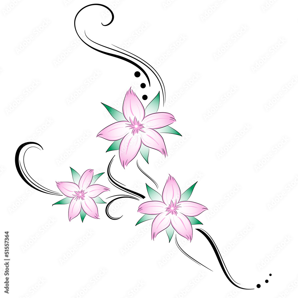 fiori di ciliegio stilizzati tatuaggio Stock Vector | Adobe Stock