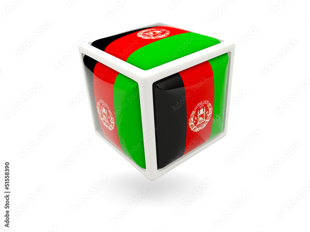 Flag of afghanistan. Cube icon Flag of afghanistan. Cube icon