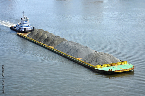 Barge on Elizabeth River, Norfolk, Virginia, USA Fototapeta