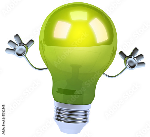 Green light bulb photo