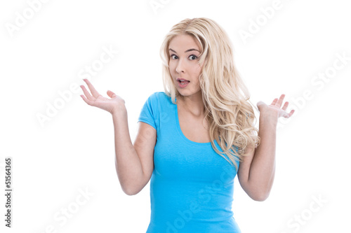 Tableau sur toile Fragender Blick einer jungen Frau