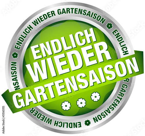 Button Banner "Endlich wieder Gartensaison" grün/silber