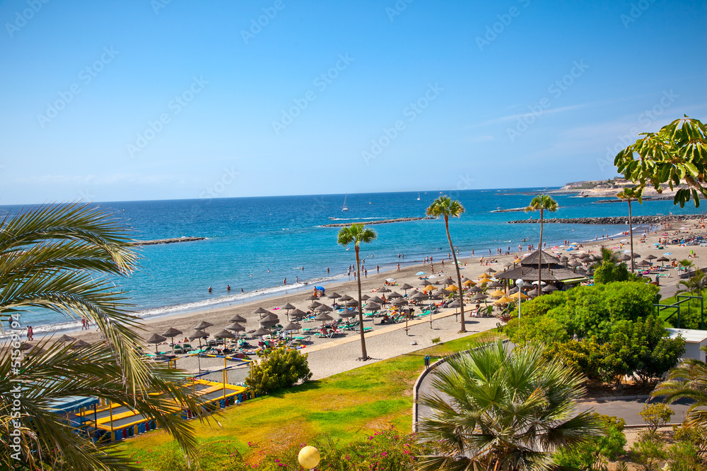 Beach Playa de las Americas on Tenerife, Spain. Beach Playa de las Americas on Tenerife, Spain.