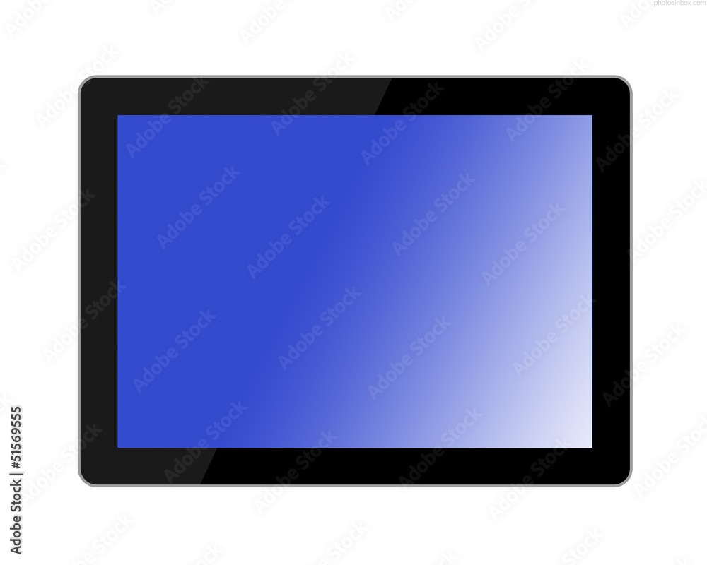 Digital tablet with blue screen on white background Digital tablet with blue screen on white background