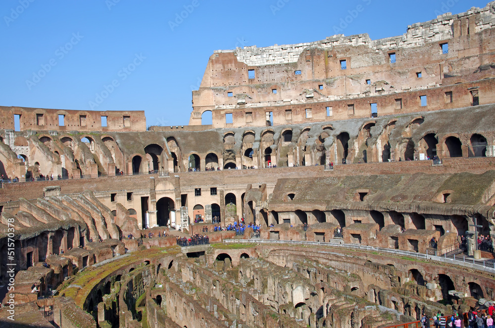 Tourists inside Colosseum