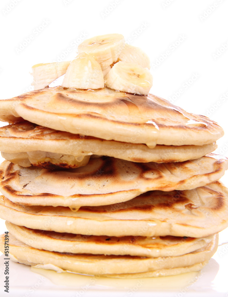 Pancakes with bananas and syrop Pancakes with bananas and syrop