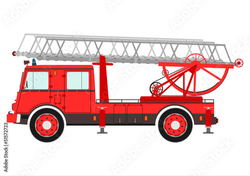 Fire truck with a ladder.