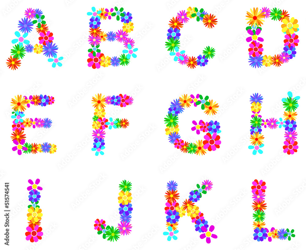Spring Flower Alphabet Letters A-L Spring Flower Alphabet Letters A-L