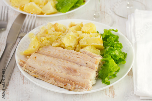 Fotografia, Obraz flounder with boiled potato