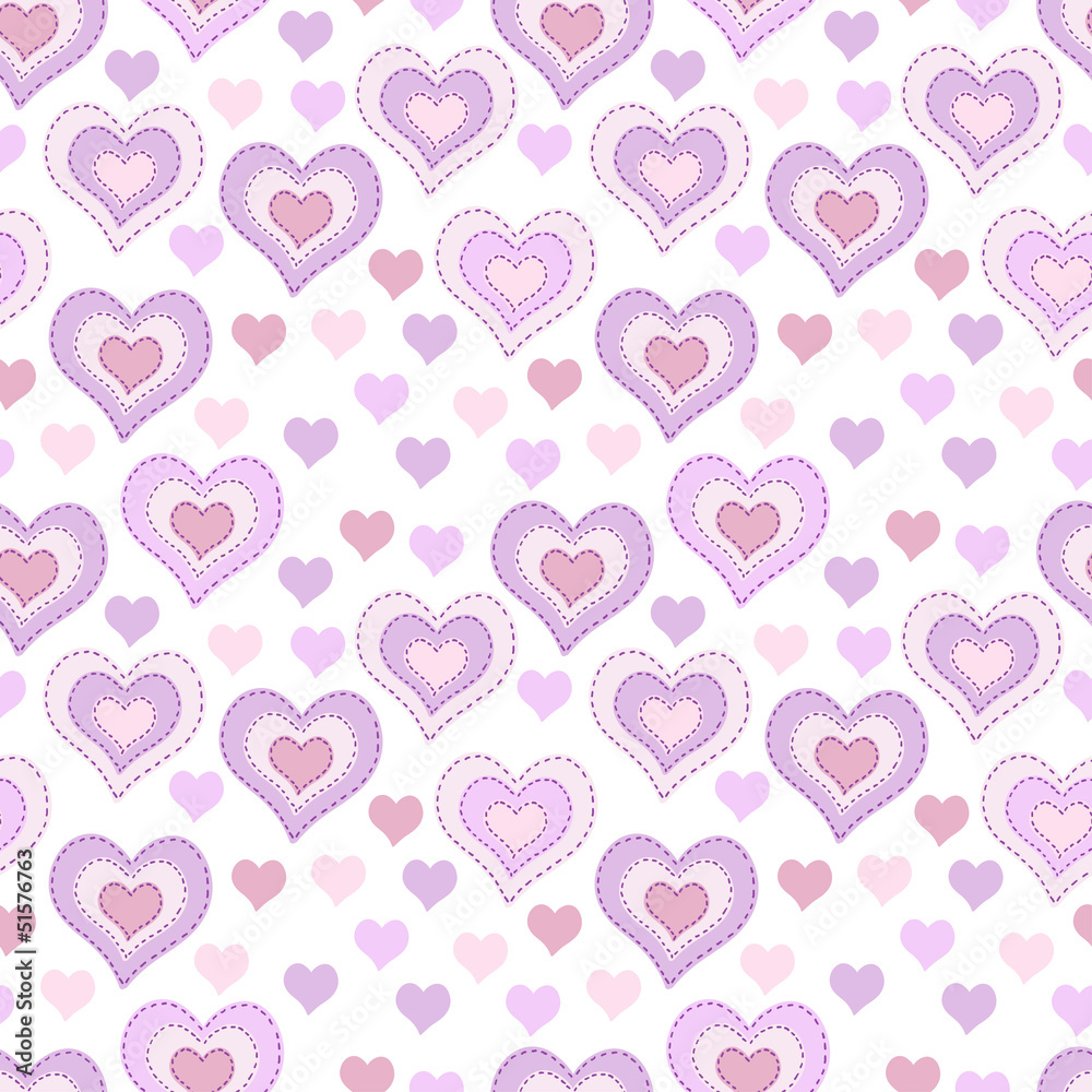 Seamless pattern with light pink hearts