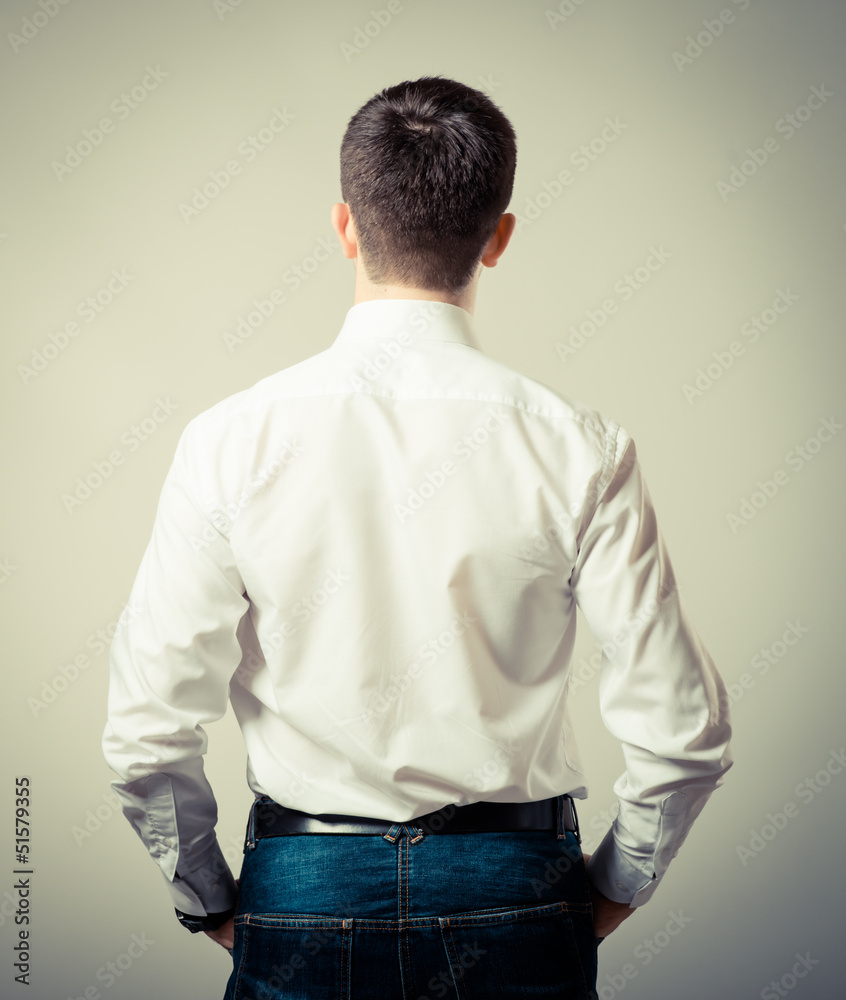 standing man back view standing man back view