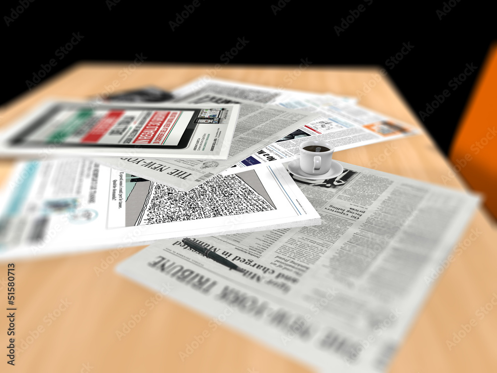 Obraz premium Giornali tavolo caffé lettura