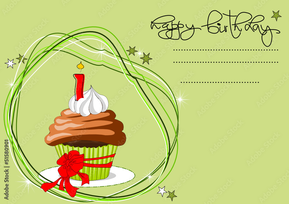 Cupcake, Muffin Geburtstagskarte