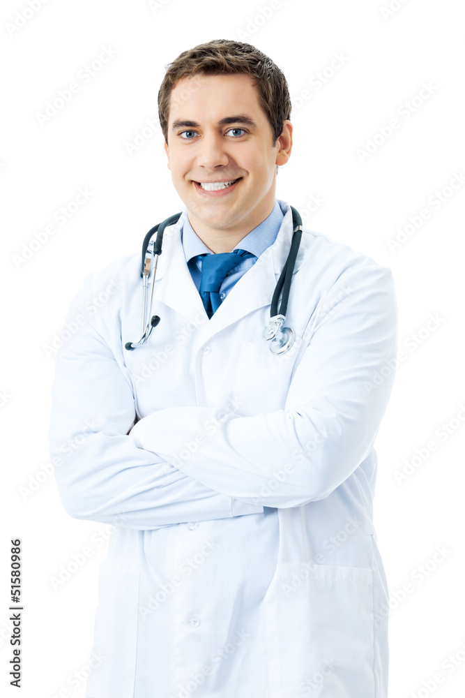 Portrait of happy smiling doctor, isolated on white Portrait of happy smiling doctor, isolated on white