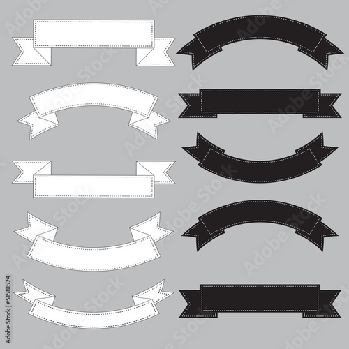 Old ribbon banner ,black and white.