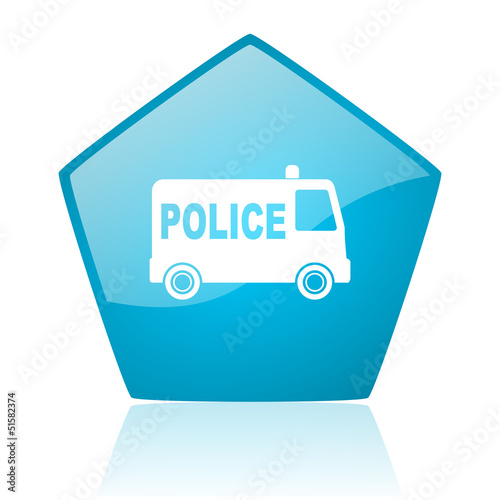 police blue pentagon web glossy icon