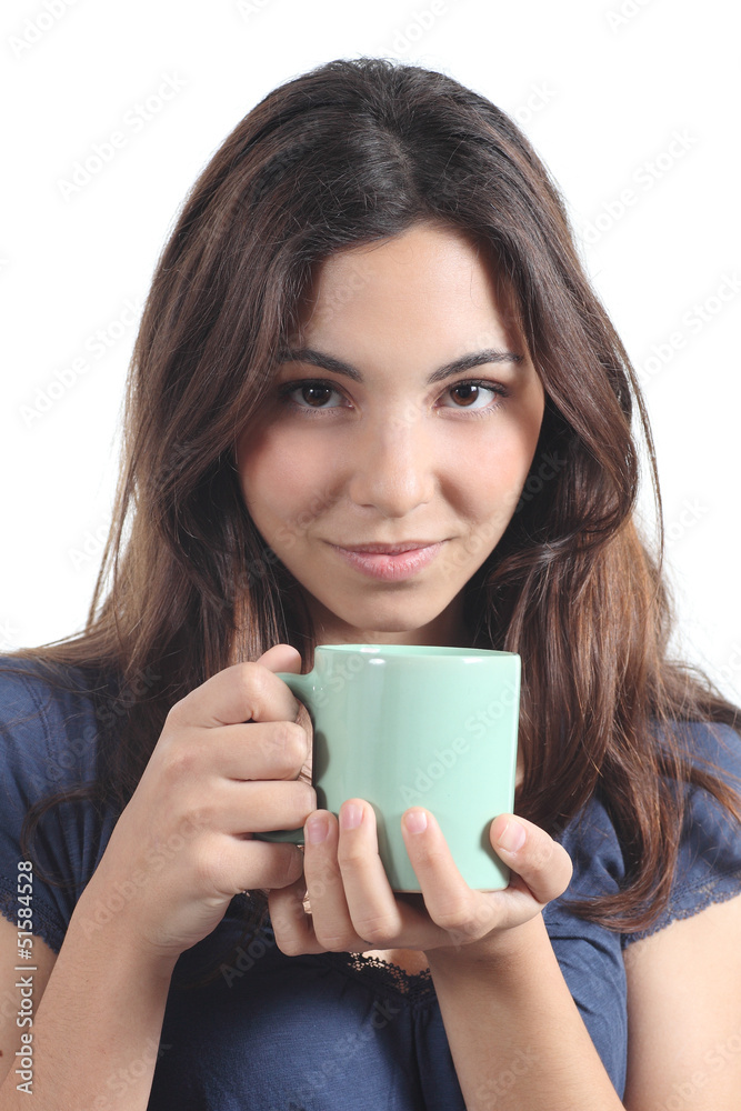 Portrait of a beautiful woman holding a cup Portrait of a beautiful woman holding a cup