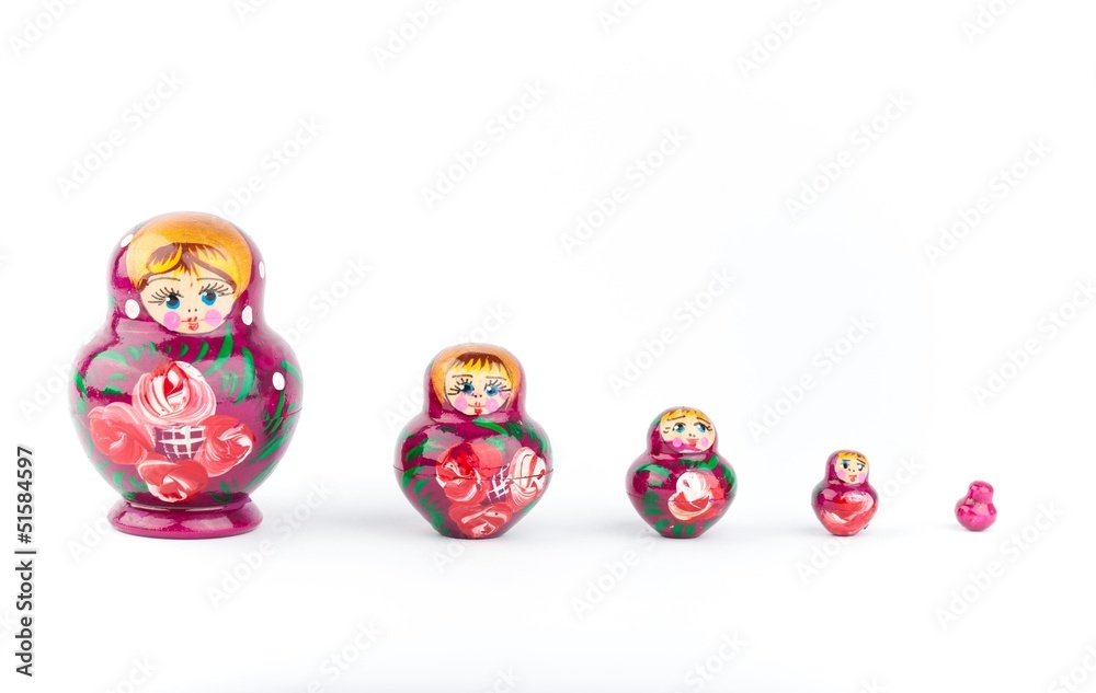 Russian doll isolated on a white backgrounds
