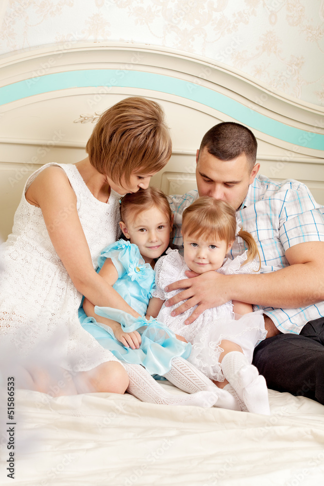 Happy family nice and smiling at home 