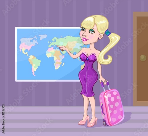 Traveler woman with a suitcase
