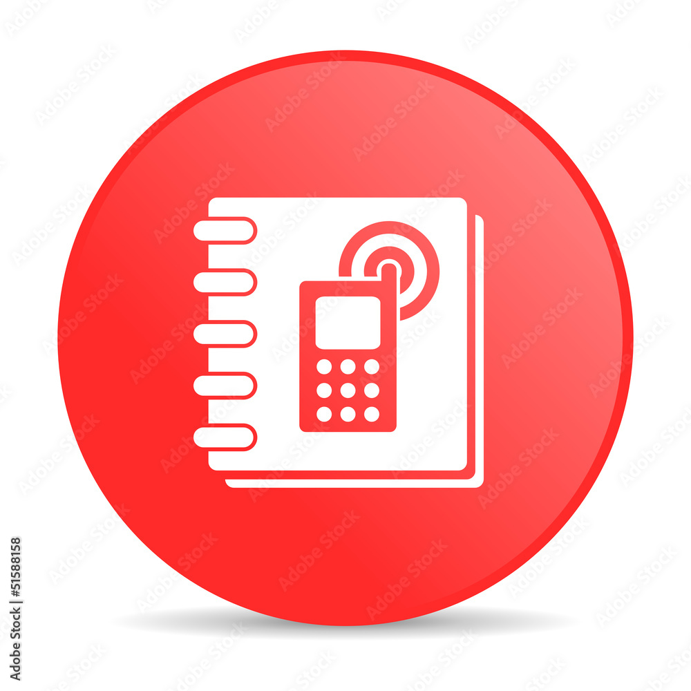 phonebook red circle web glossy icon
